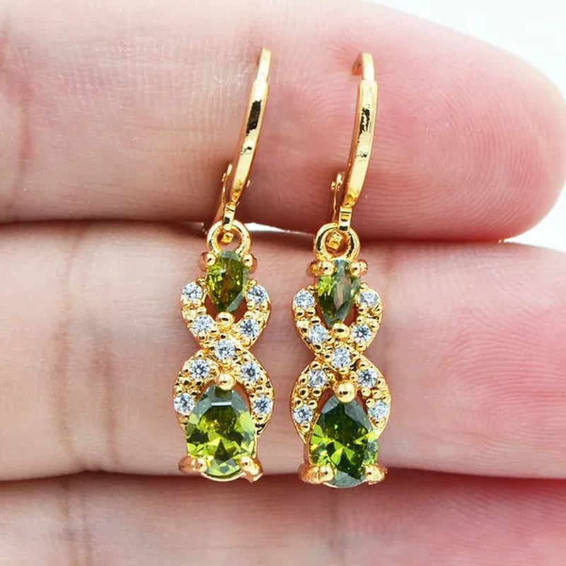 Women Purple Cubic Zirconia CZ Teardrop Earrings Jewelry