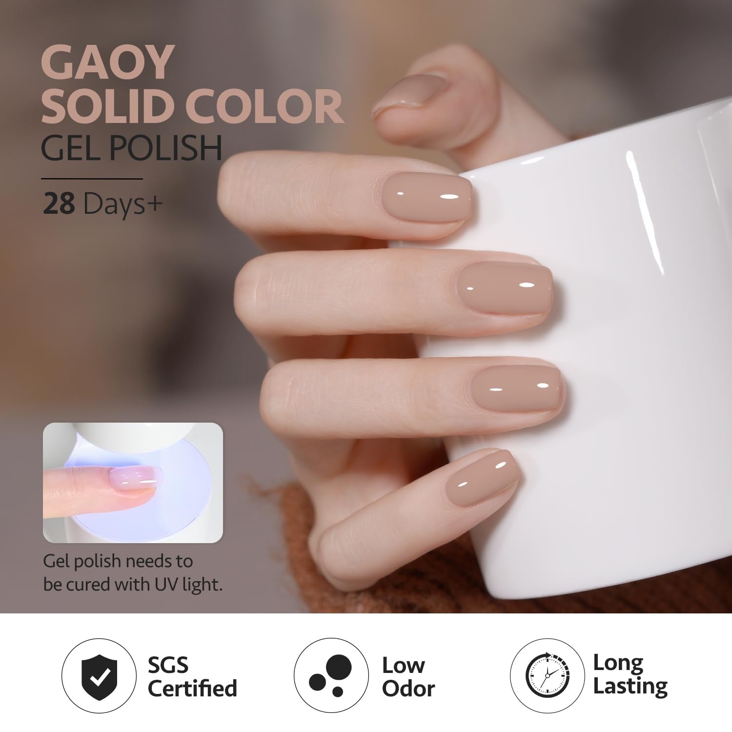 Nude Brown Fall Gel Nail Polish Set, 6 Colors White Beige Dark Tan Taupe Soak off UV Light Cure Gel Polish Kit for Salon and Nail Art DIY at Home
