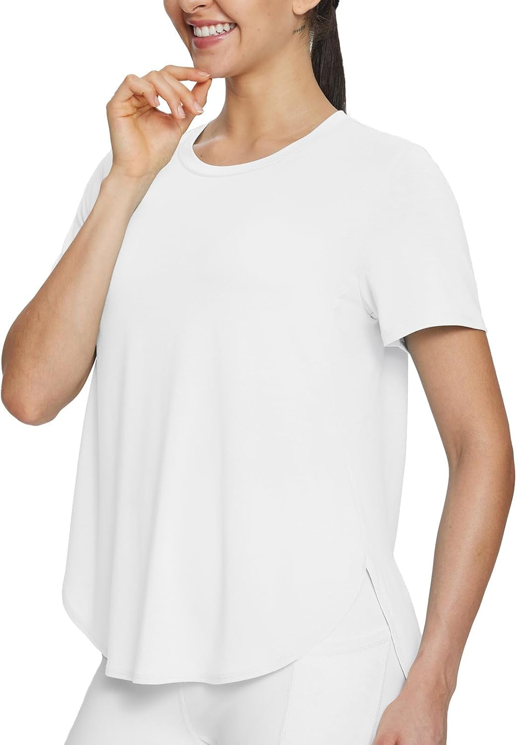 Women'S Short Sleeve Workout Shirts Tops Athletic Yoga Running Shirts Loose Fit with Side Slits Quick Dry T-Shirts