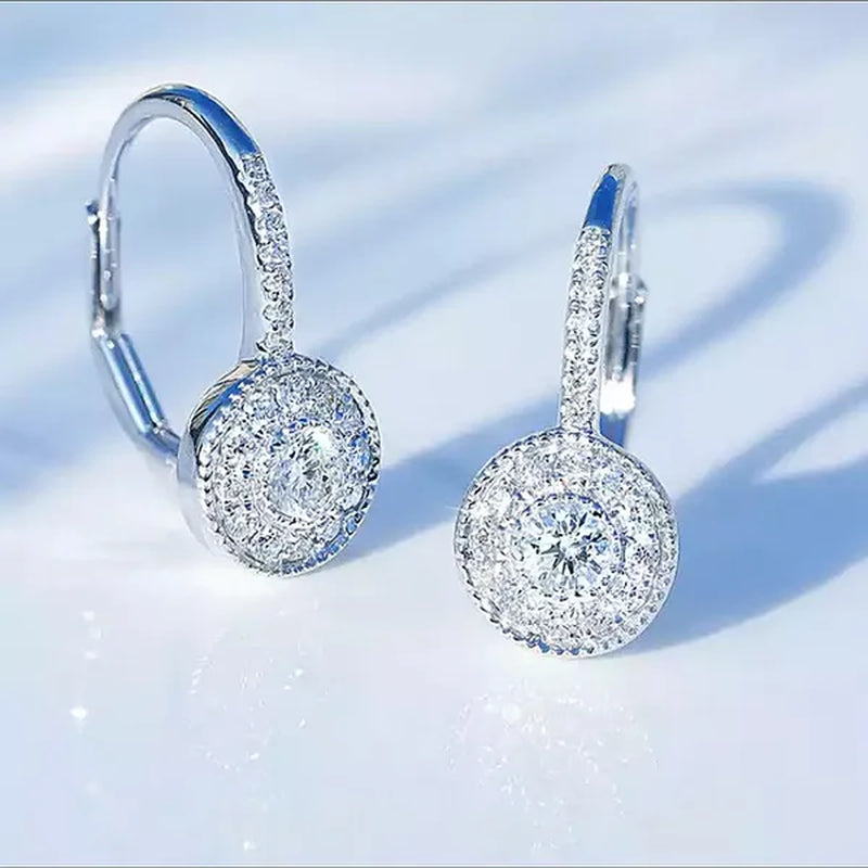 Trendy 925 Sterling Silver Micro Pave Diamond Drop Earring for Women Romantic Engagement Wedding Jewelry Lover Birthday Gift
