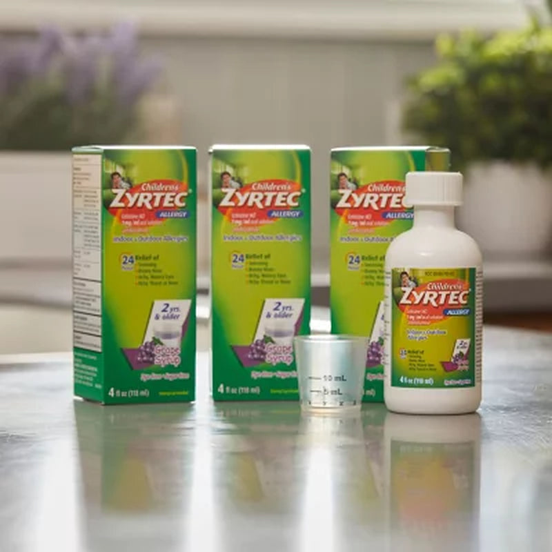 Children'S Zyrtec Antihistamine Allergy Liquid, Grape 4 Fl. Oz., 3 Pk.