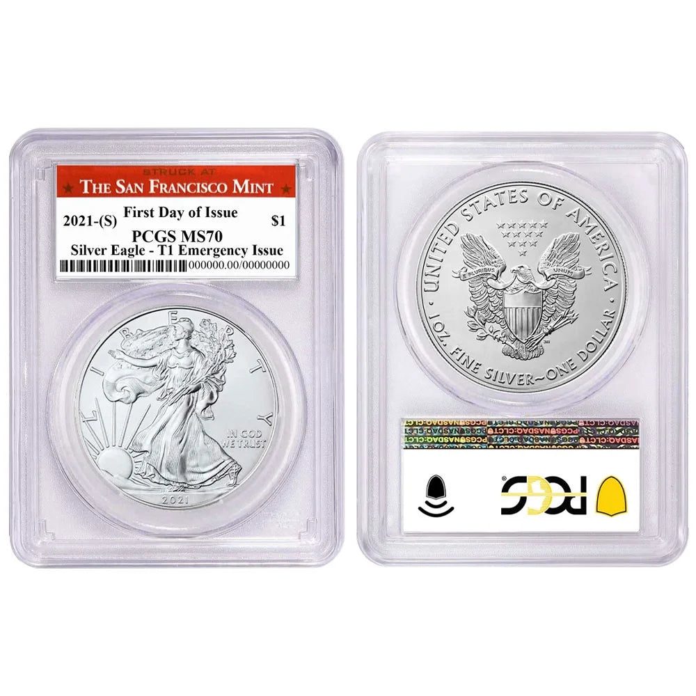 2021 (S) $1 American Silver Eagle PCGS MS70 Emergency Issue FDOI San Francisco Label