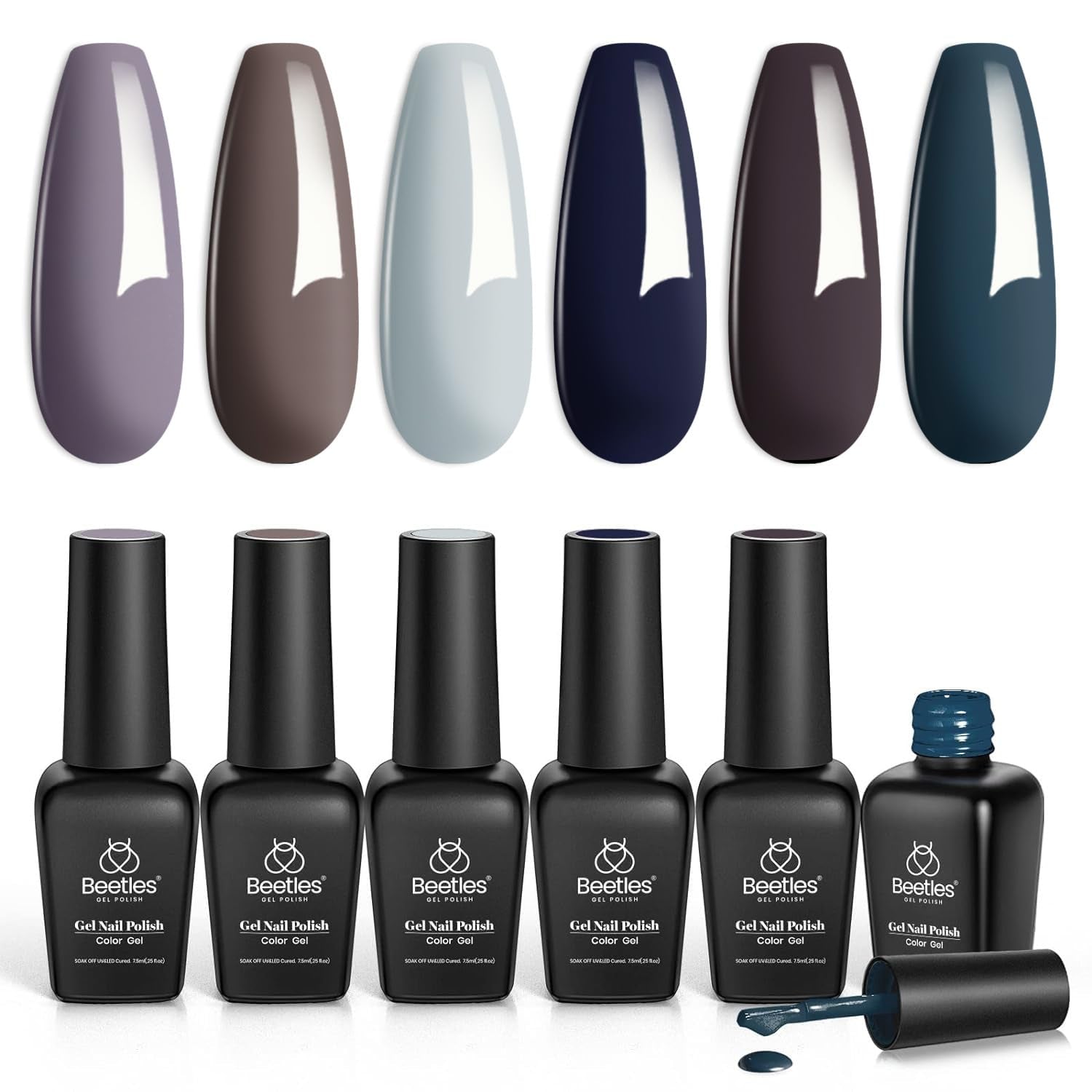 Beetles Gel Nail Polish Set - City in Snow Collection Light Blue Brown Neutral Mauve Color All Season Nail Gel Art Manicure Kit Soak off UV LED Dark Gel Polish Set Gifts for Her