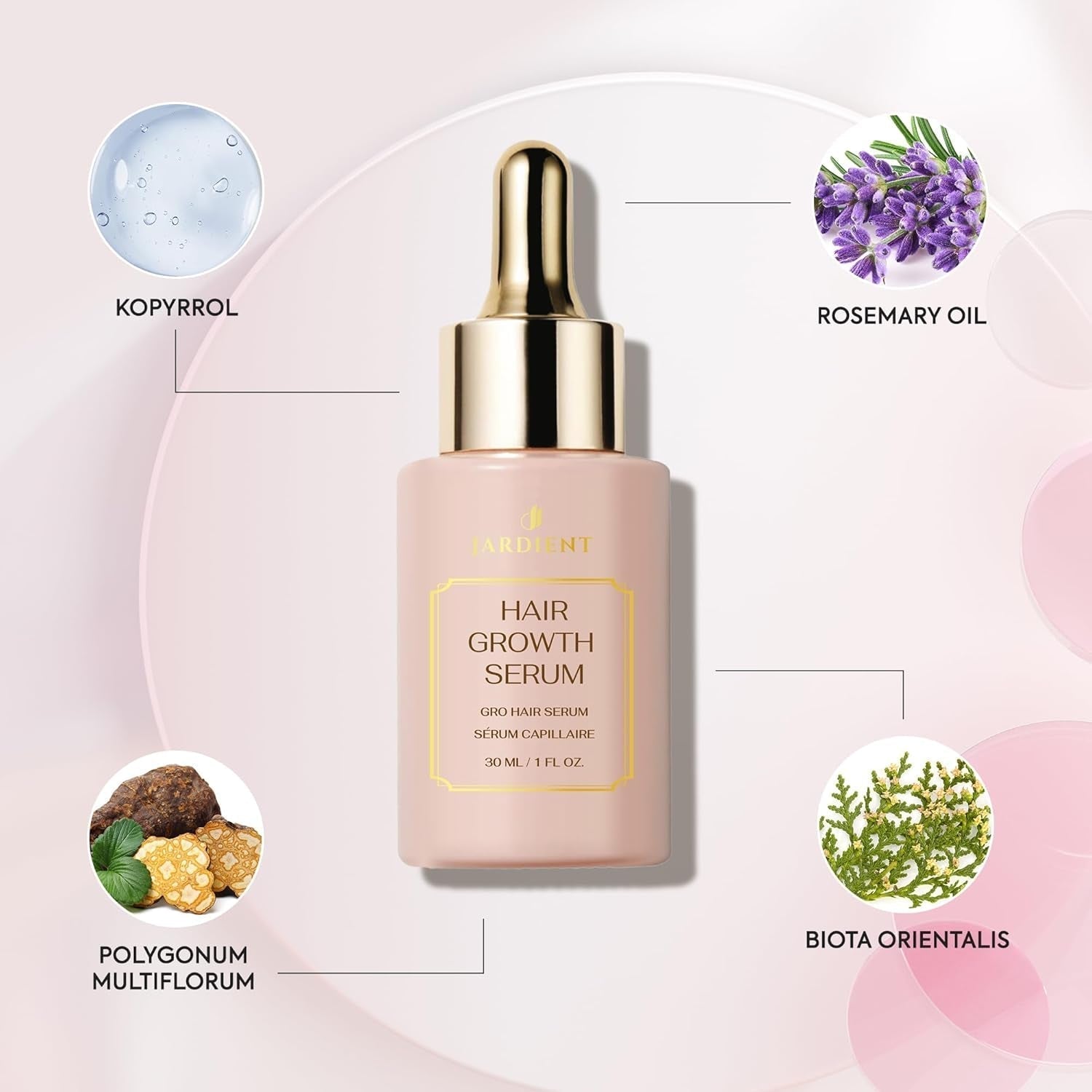 Hair Growth Serum: Veganic Natural Hair Growth Oil - Hair Loss Treatment for Women and Men - GRO Hair Serum for Thining Hair - Fuller Thicker and Healthier Hair in 90 Days, 1 Fl Oz