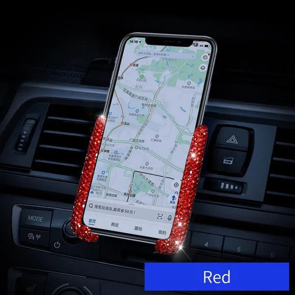 Car Phone Holder Women Diamond Crystal Car Air Vent Mount Clip Mobile Phone Holder Stand in Car Bracket Interior Accessories