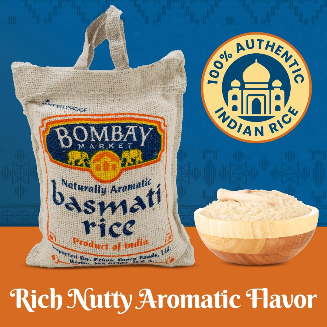 White Basmati Rice - Aromatic & Nutty Flavor Basmati Rice - Long Grain Rice Basmati (4 Pound Bag)