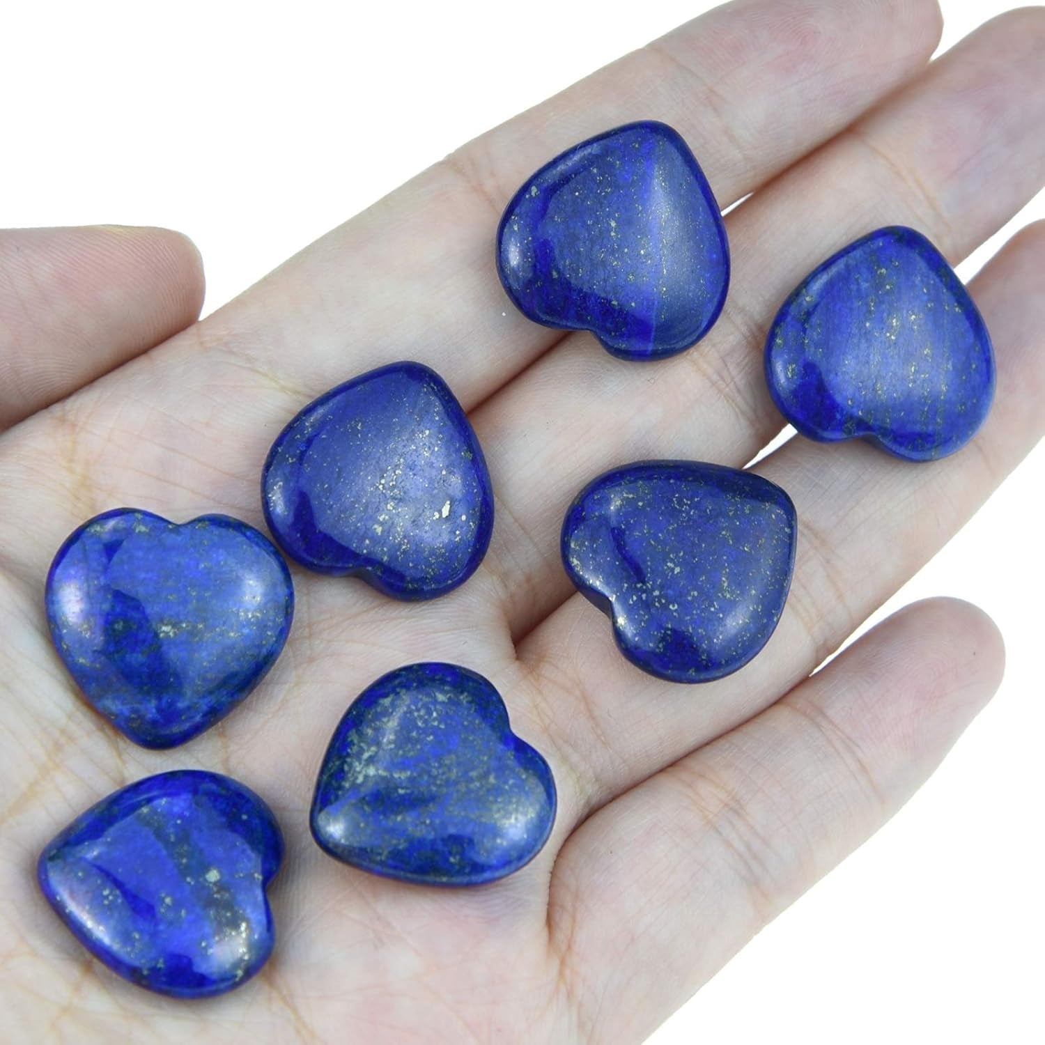 15 Packs 0.8 Inch Healing Crystal Natural Lapis Lazuli Heart Love Carved Palm Worry Stone Chakra Reiki Balancing