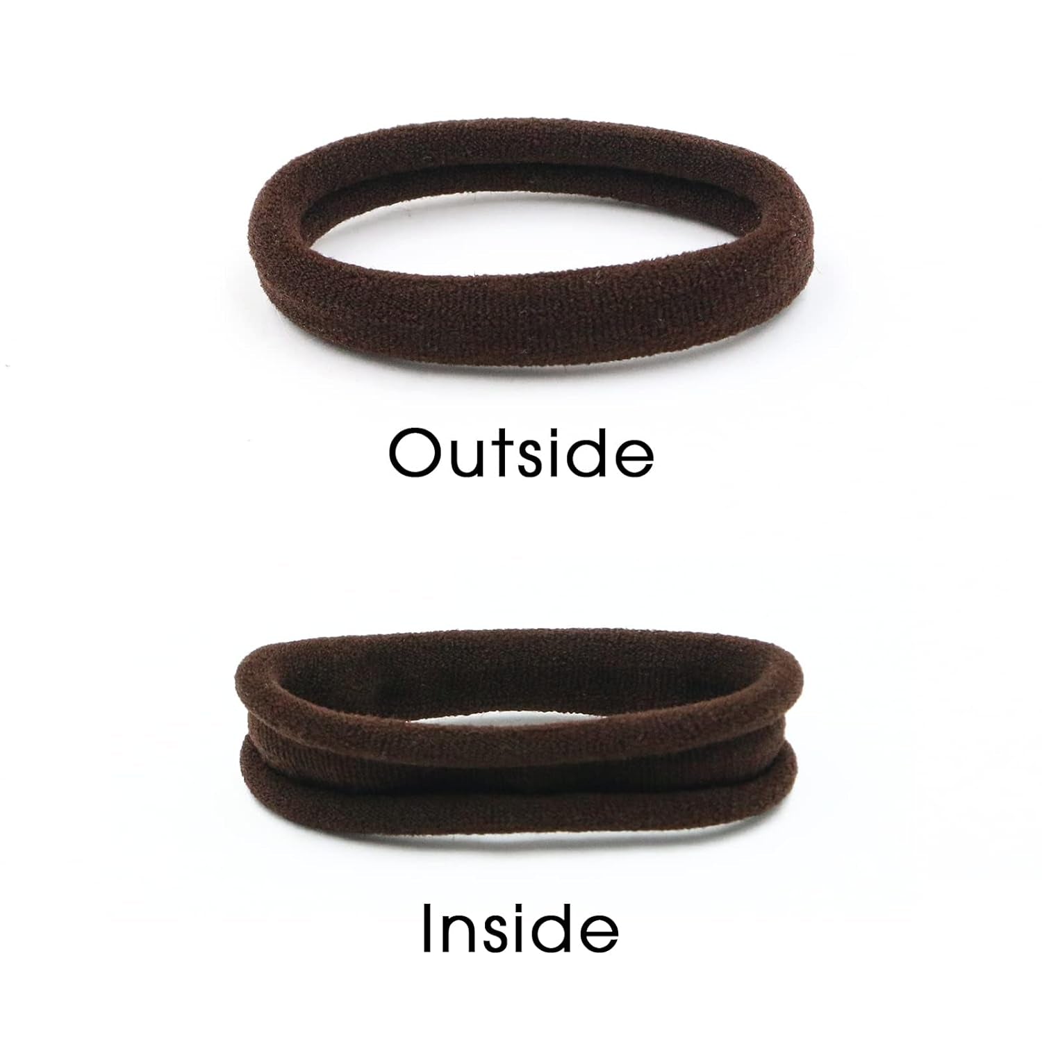 Soft Seamless Hair Ties, Dark Brown Stretch Elastic Ponytail Holders Bands for Women Thick Hair No Slip and Pull No Damage Scrunchies Headbands 100 Pcs (Espresso)