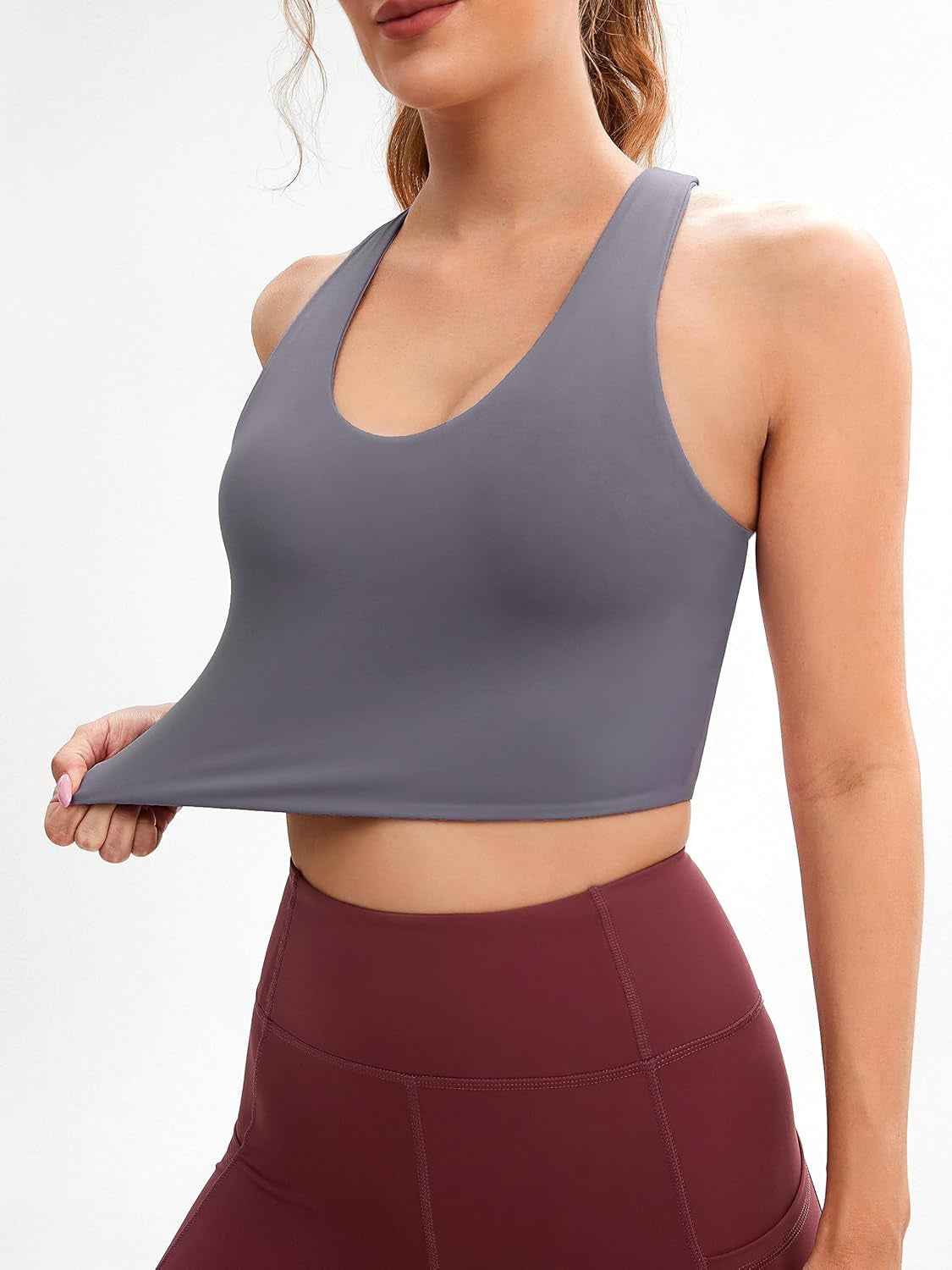 Sports Bras for Women Criss-Cross Back Padded Workout Tank Tops Medium Support Crop Tops for Women