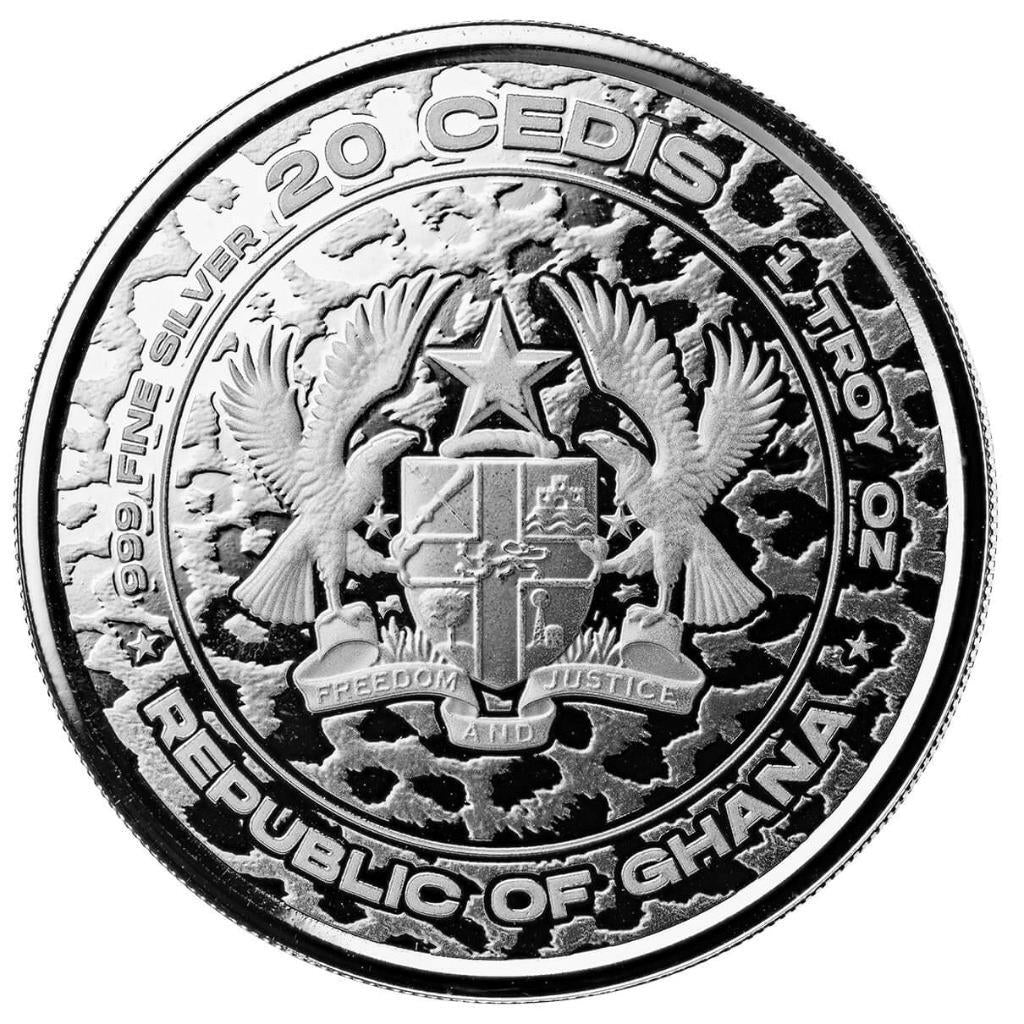 2023 1 Oz African Leopard .999 Silver Coin 20 Cedis BU Proof-Like #A428