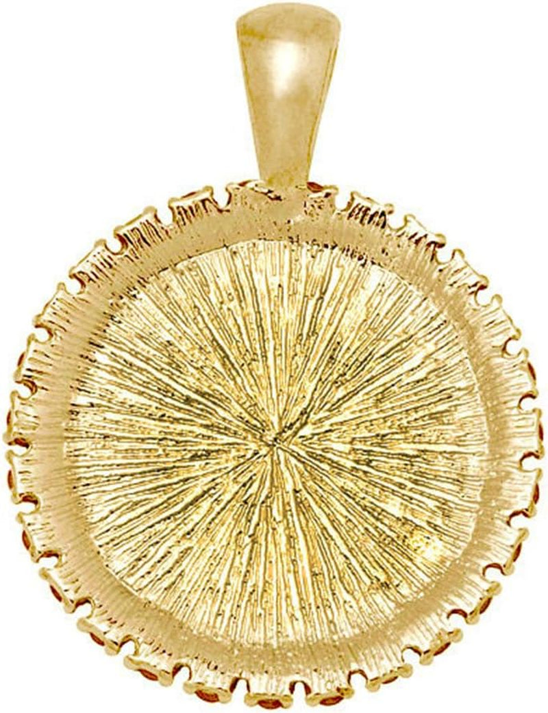 St Joseph of Cupertino Christian round Medal Gold Tone Pendant with Rhinestones