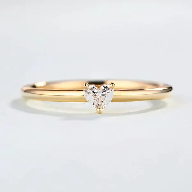 Rings for Women Little Heart Shaped Gold Color Wedding Engagement Dainty Ring Jewellry Zircon Romantic Fashion Jewelry