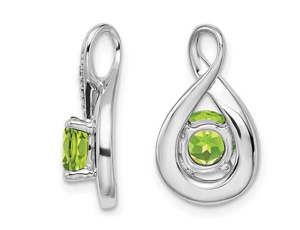 4/5 Carat (Ctw) Natural Green Peridot Drop Pendant Necklace in 14K White Gold with Chain