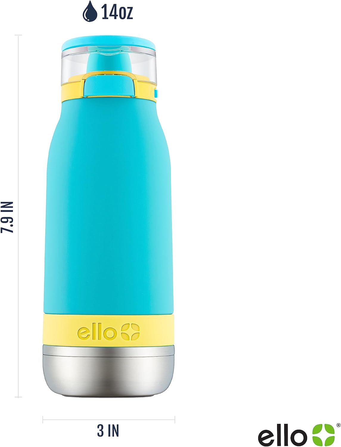 Emma 14Oz Vacuum Insulated Stainless Steel Kids Water Bottle with Straw and Built-In Carrying Handle and Leak-Proof Locking Lid for School Backpack, Lunchbox and Outdoor Sports