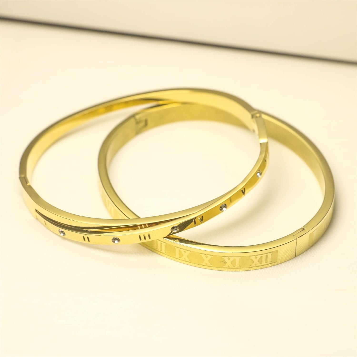 Roman Numeral Series Glossy Roman Numeral Bracelet, Fashion Bracelet for Men and Women, Gold, Silver, Rose Gold, Three-Color Stainless Steel Bracelet