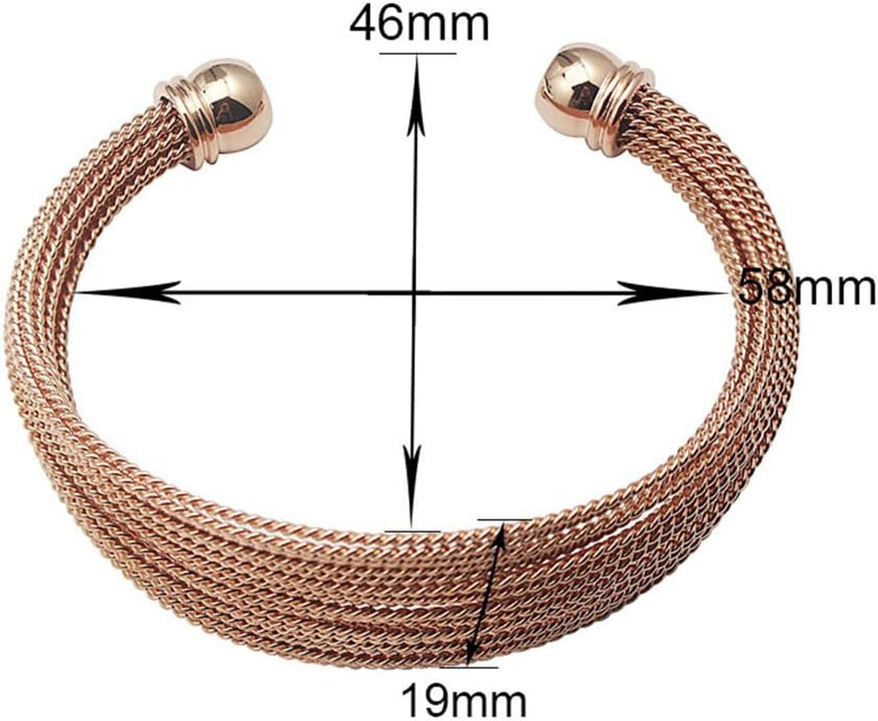 Womens Multi-Strand Gold Plated Stainless Steel Cuff Bangle Bracelet Adjustable