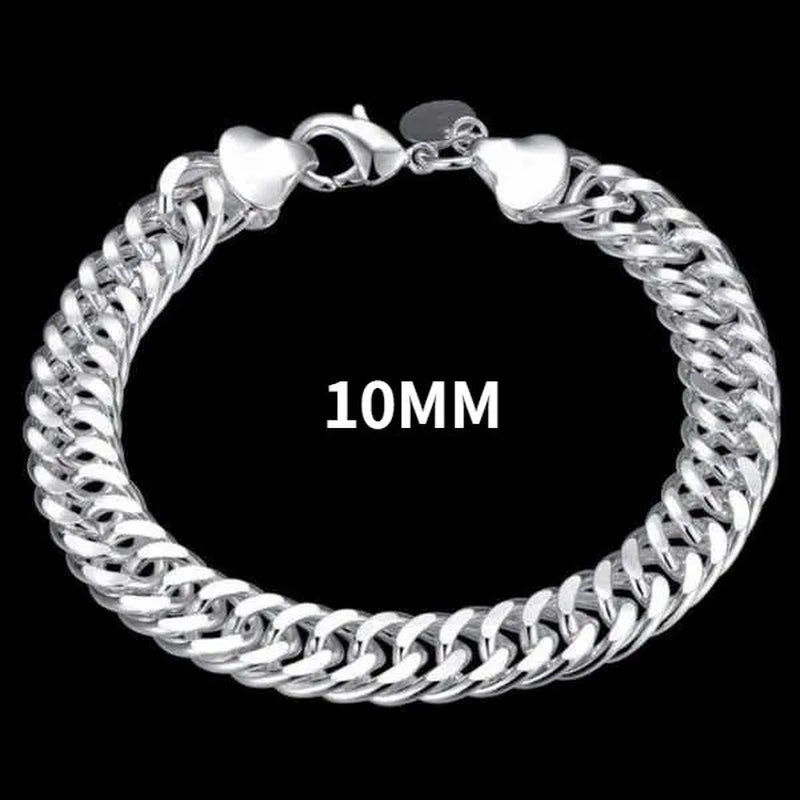 High Quality Exquisite Men Solid Heavy 925 Sterling Silver Smooth Necklace Bracelet Curb Chain Jewelry Set Gifts