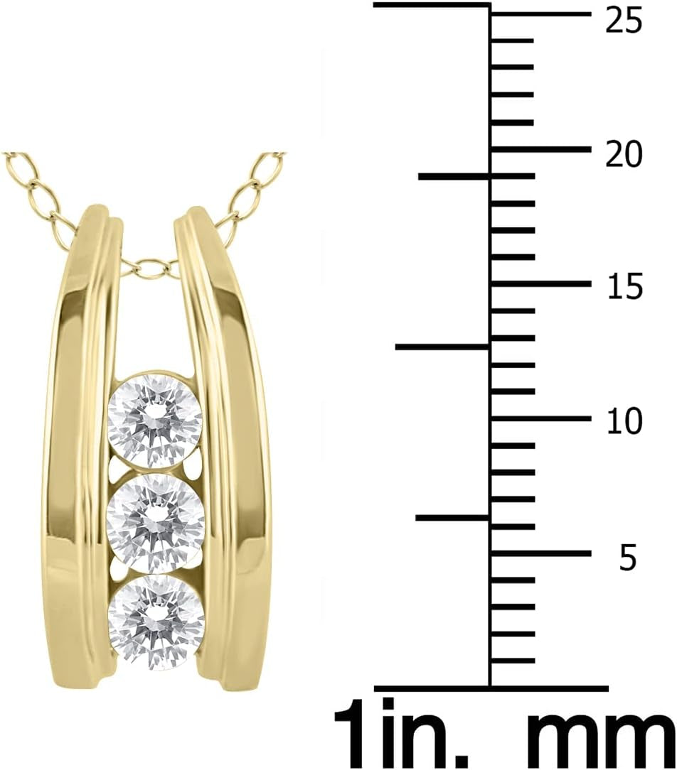 1/2 Carat TW Three Stone Diamond Ladder Pendant Available in 10K White and Yellow Gold (K-L Color, I2-I3 Clarity)