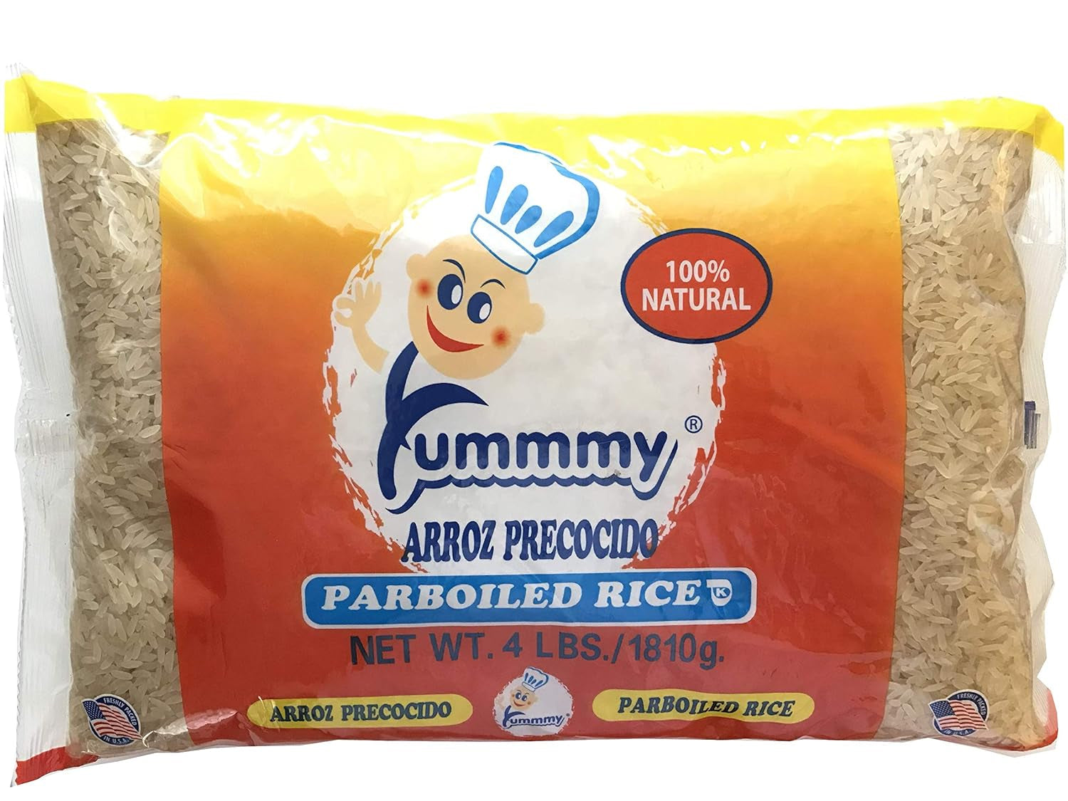 Parboiled Long Grain Rice - Arroz Precocido, 4 Lb., Kosher Certified, Made in USA