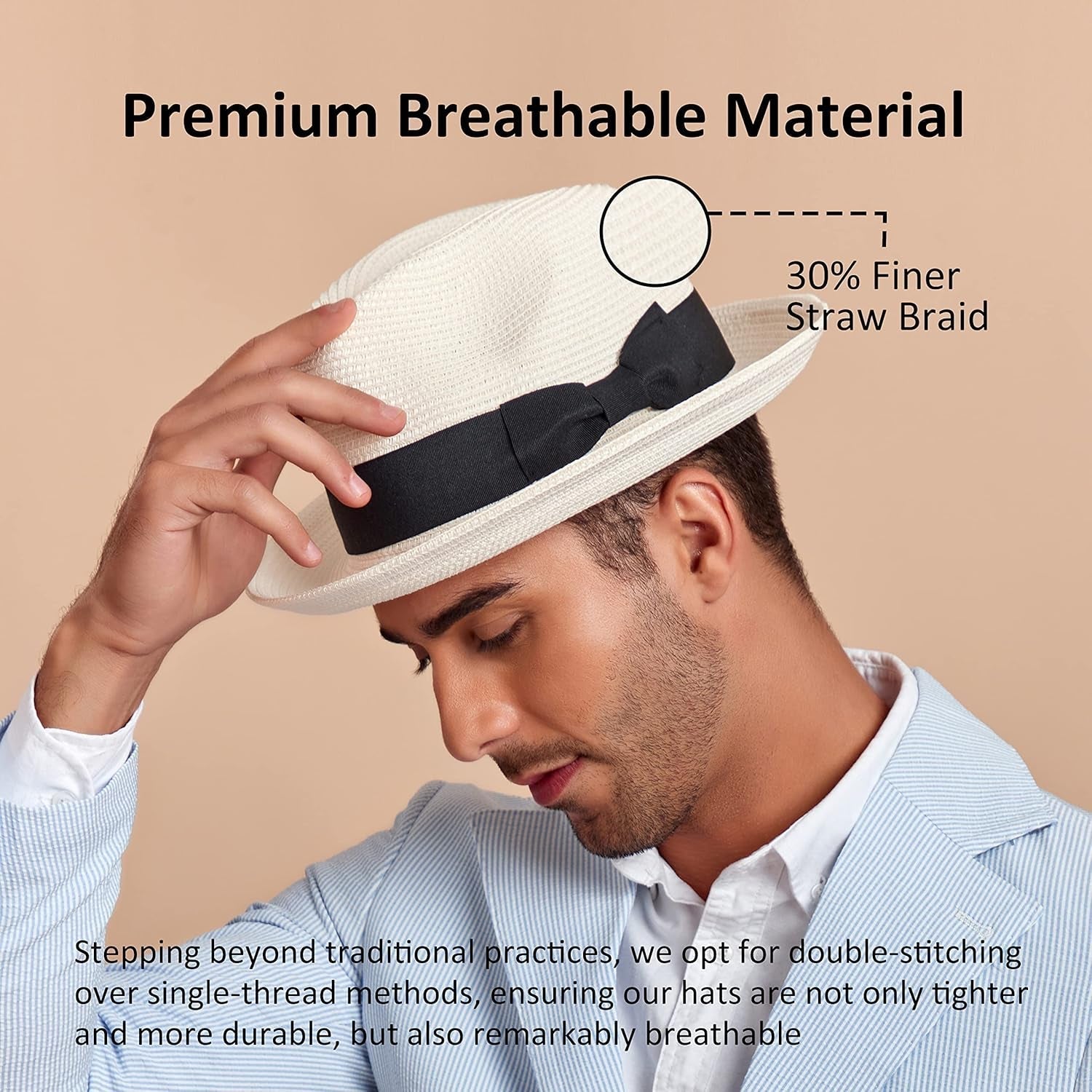 Men'S Straw Fedora Sun Hats