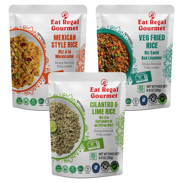 Heat & Eat Rice, Microwave Ready Rice in 90 Seconds, 3 Flavor Variety Pack, (6 Pack)