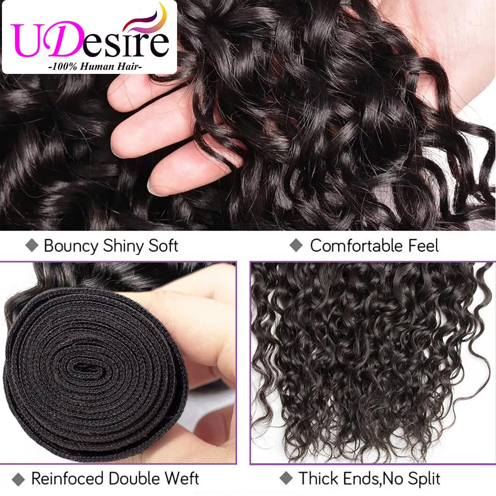 10A Brazilian Water Wave Human Hair Bundle 1 Bundle 100G 20Inch Water Wave Hair Extensions Curly Wave Bundles 1B# Color Brazilian Water Wave Human Hair Weave