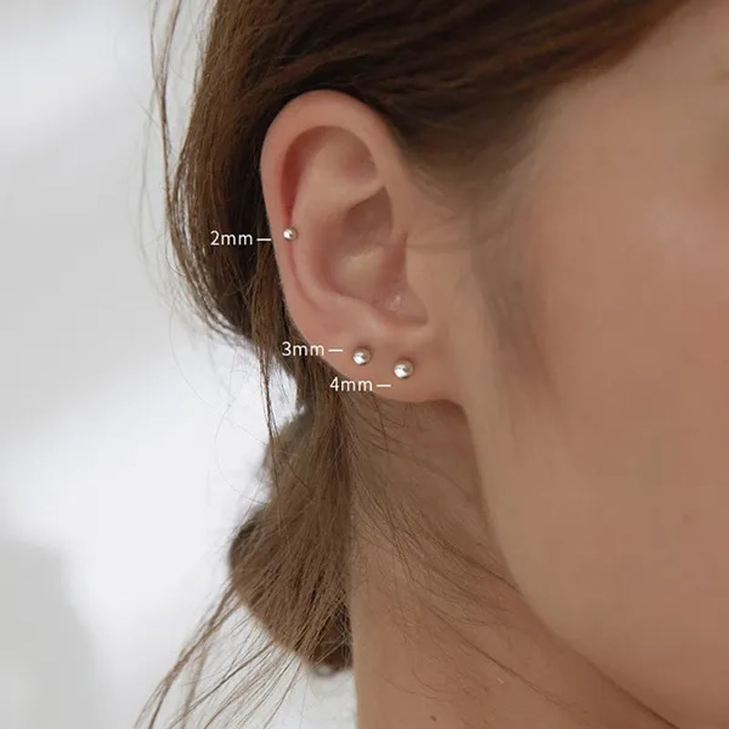 2/3/4/5/6/8Mm Stainless Steel round Pearl Stud Earrings Earrings for Women'S Fashion Party Wedding Jewelry