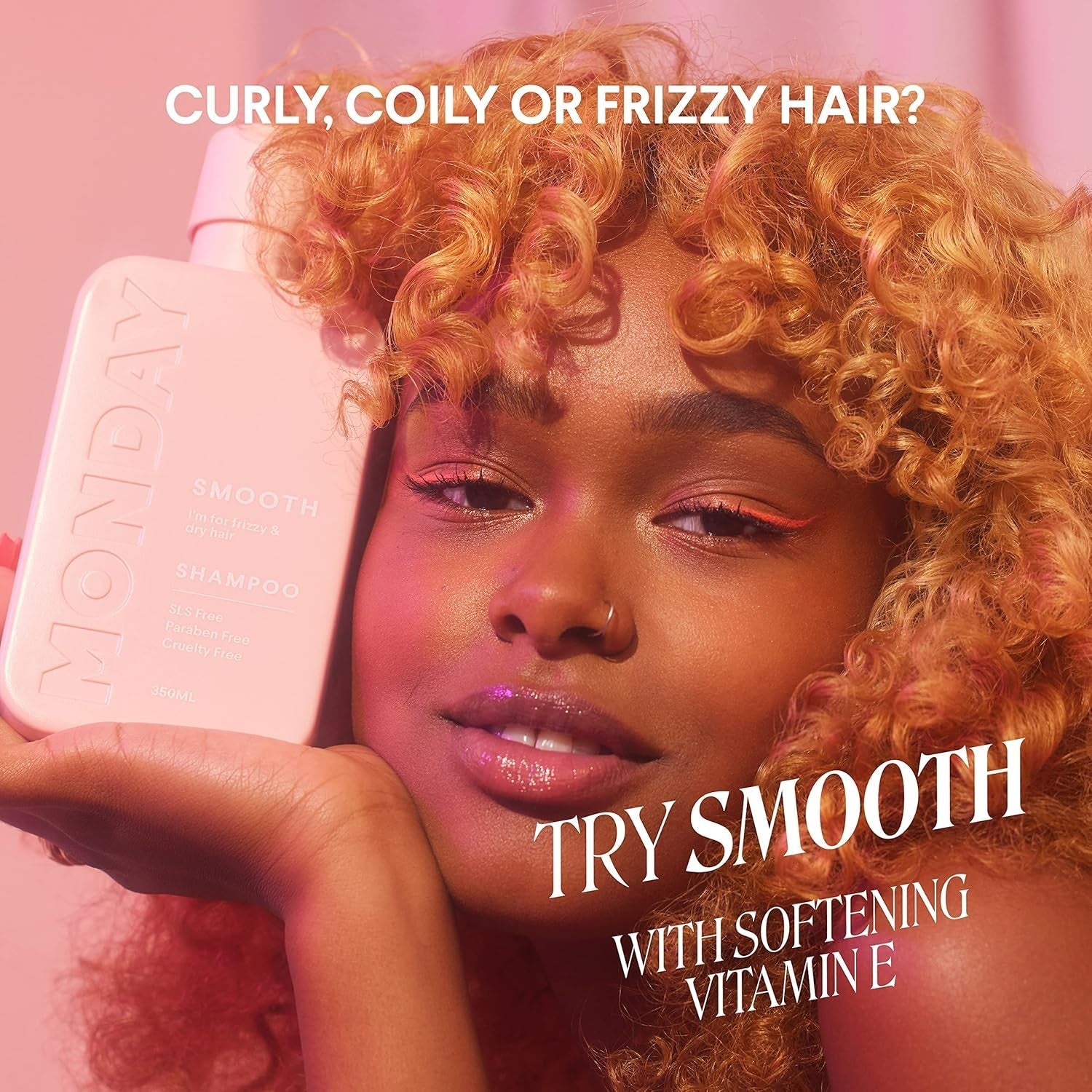 Smooth Conditioner 12Oz for Frizzy, Coarse, and Curly Hair, Made from Coconut Oil, Shea Butter, & Vitamin E, 100% Recyclable Bottles (350Ml), Pink (10433)