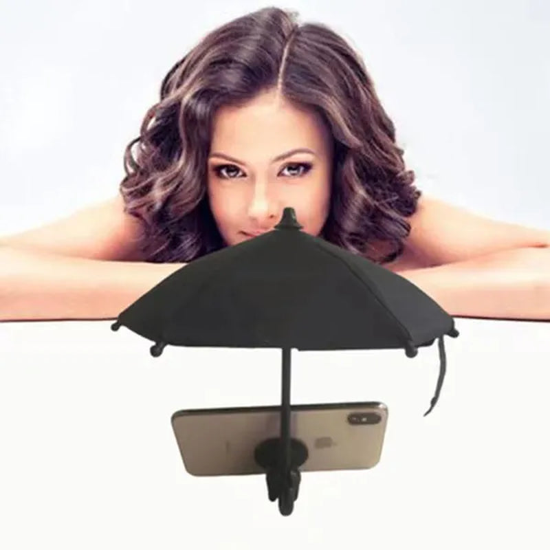 Phone Umbrella Suction Rainproof sunshade Mini umbrella mobile phone stand