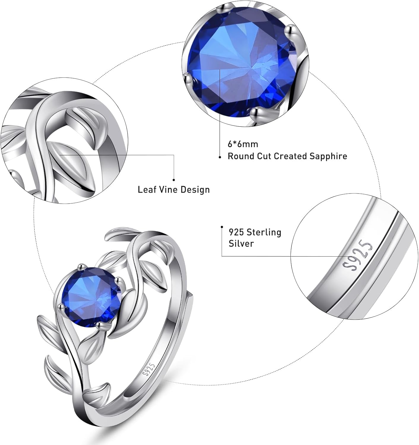 Cubic Zirconia Engagement Ring for Women Promise Wedding Ring Anniversary Valentines Open Size 5-9