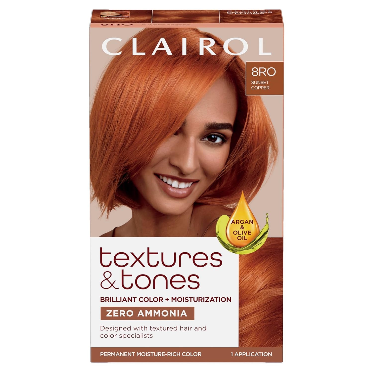 Textures & Tones Permanent Hair Dye, 8RO Sunset Copper Hair Color, Pack of 1
