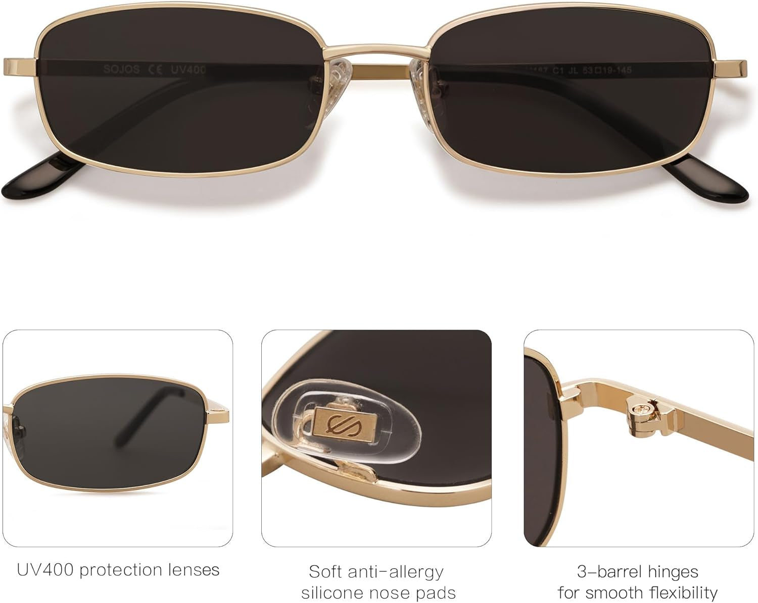 Small Y2K Narrow Rectangle Sunglasses Womens Mens Retro 80S 90S Skinny Sunnies SJ1187