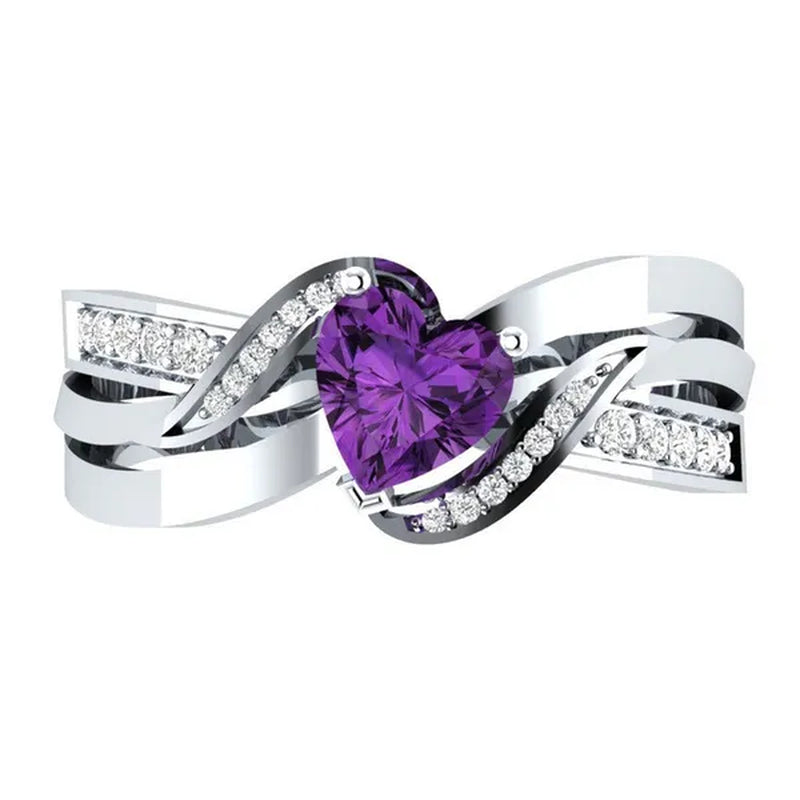 Natural Black Sapphire & Diamond Heart Cut Engagement Wedding 18 K White Gold Filled Ring
