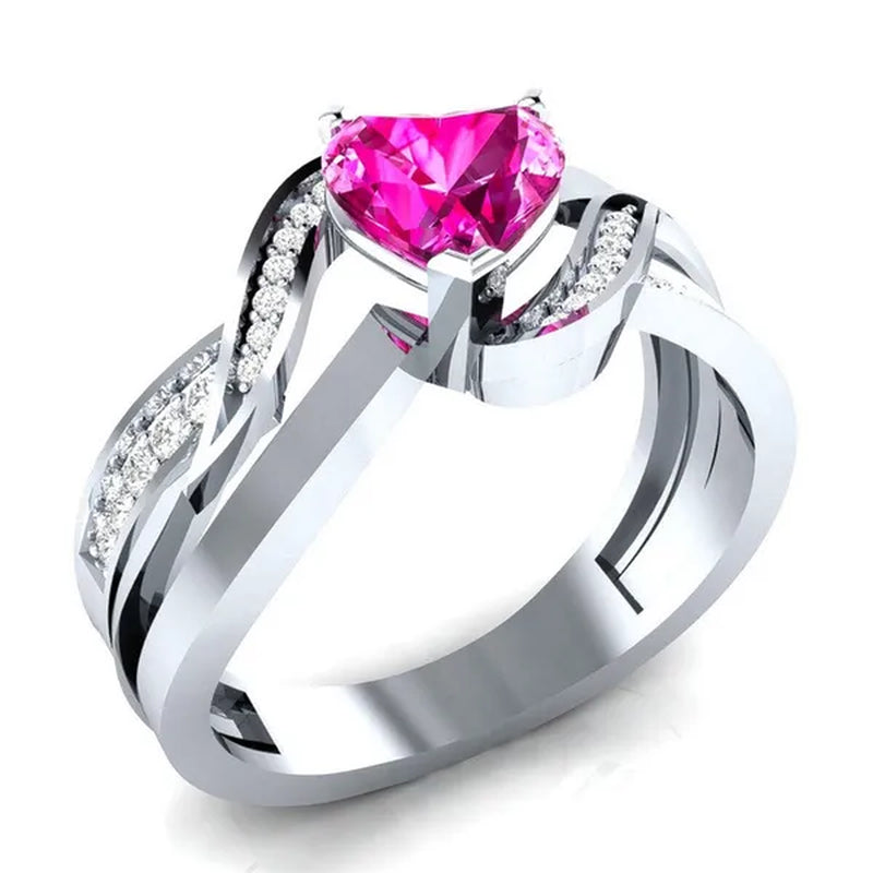 Natural Black Sapphire & Diamond Heart Cut Engagement Wedding 18 K White Gold Filled Ring