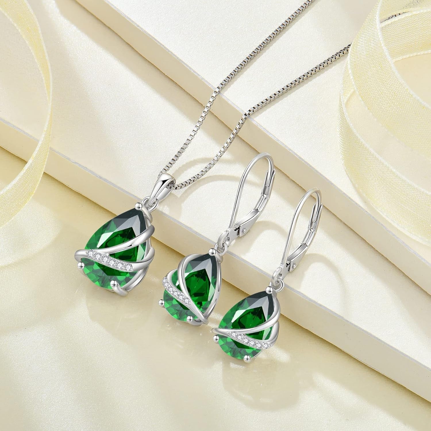 Birthstone Dangle Drop Earrings for Women 925 Sterling Silver Teardrop Leverback Earrings Jewelry Gifts for Wife Girlfriend Mother Daughter Her