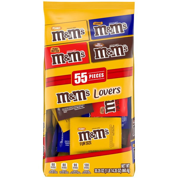 Fun Size Milk Chocolate, Peanut, Peanut Butter & Caramel Candy Variety Pack, 30.35 Oz/55 Ct Bulk Candy Bag