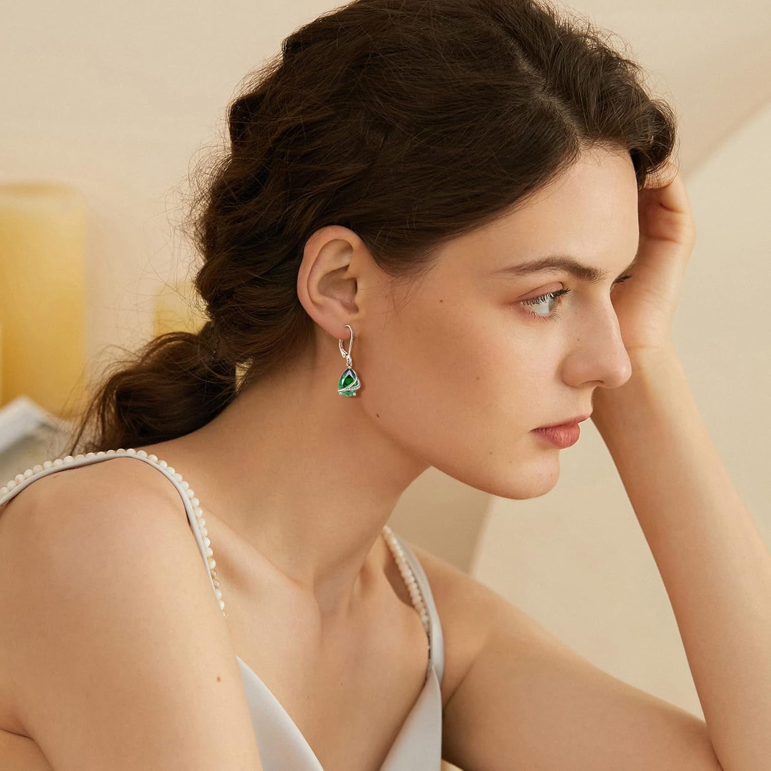 Birthstone Dangle Drop Earrings for Women 925 Sterling Silver Teardrop Leverback Earrings Jewelry Gifts for Wife Girlfriend Mother Daughter Her