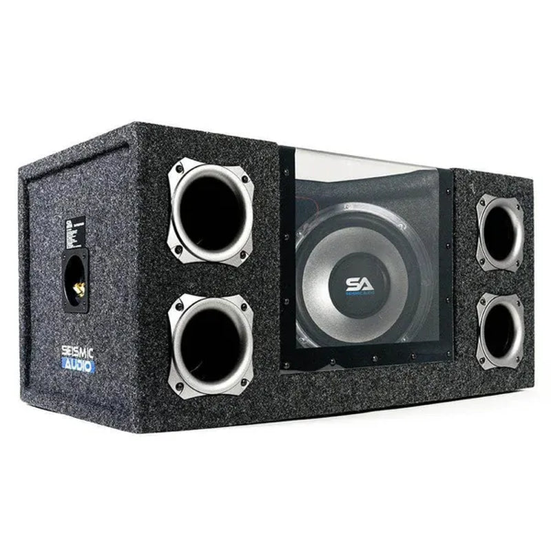 SA-PGCE10LED - Dual 10 Inch 1000 Watt Car Audio Subwoofer Box with LED Lights & Plexiglass Window