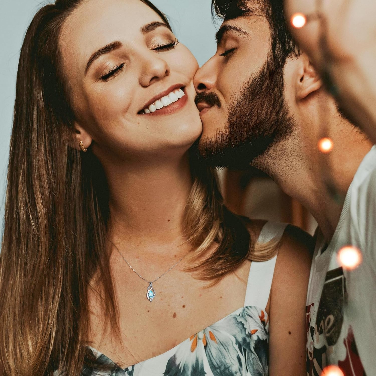 Birthstone Necklace for Women Teardrop Necklace S925 Sterling Silver Infinity Love Birthday Gifts for Mom Women Girls, 16"+2" Inches