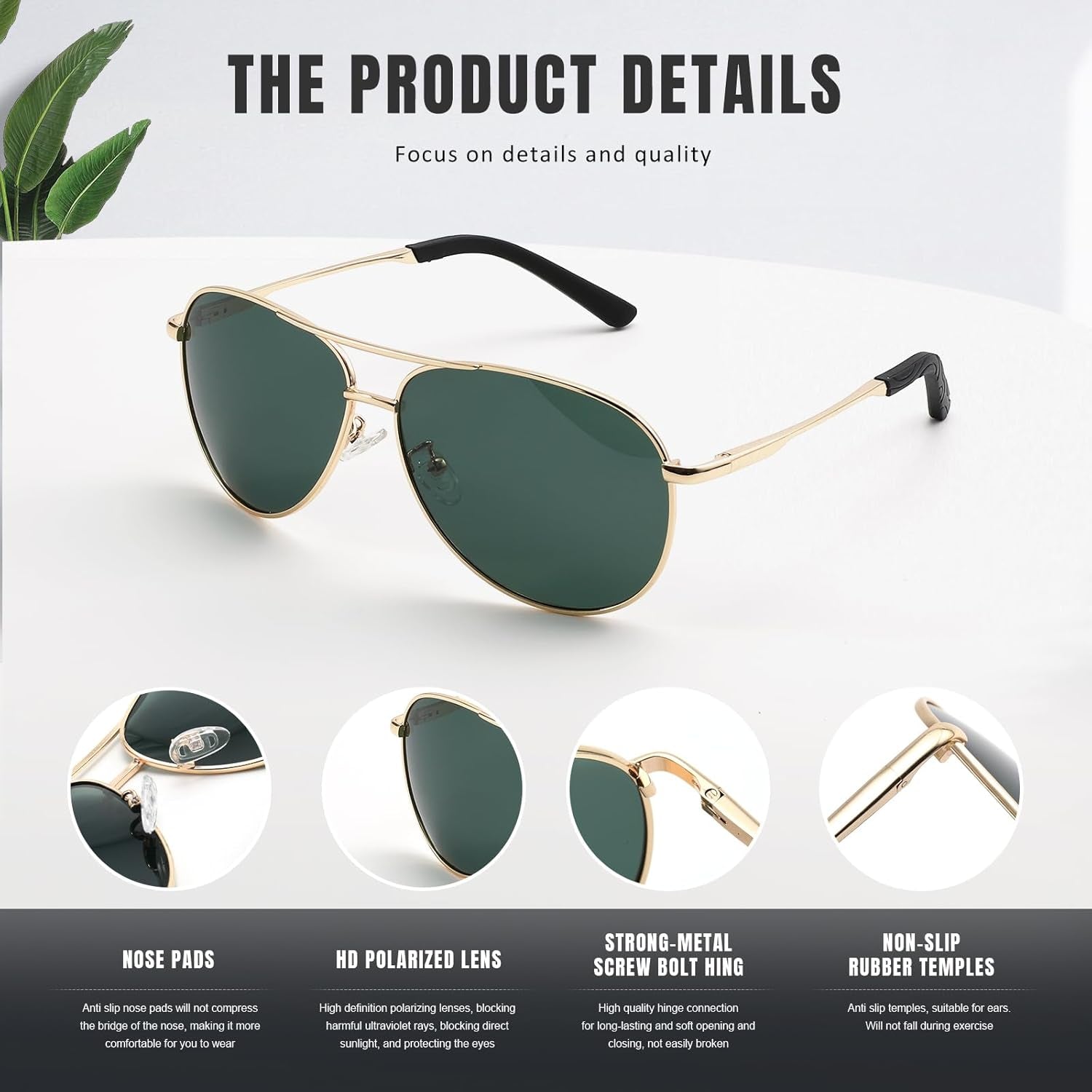 Polarized Aviator Sunglasses for Men Women, Driving Mens Sun Glasses with UV Protection for Fishing Golf