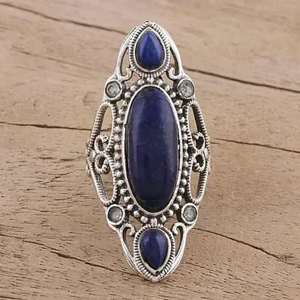 Women 925 Sterling Silver Ring Blue Sapphire Diamond Jewelry Anniversary Proposal Promise Gift Bride Engagement Wedding