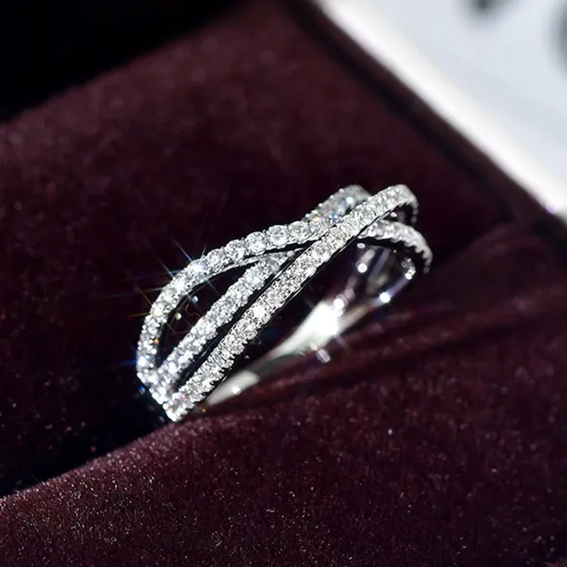 Trendy Twisted Ring for Women Bride Jewelry Wedding Engagement Anniversary Party Band Gift