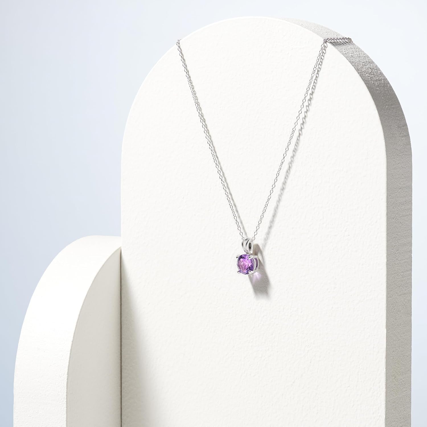 Sterling Silver round Cut Birthstone Pendant Necklace 18" (Previously Amazon Collection)