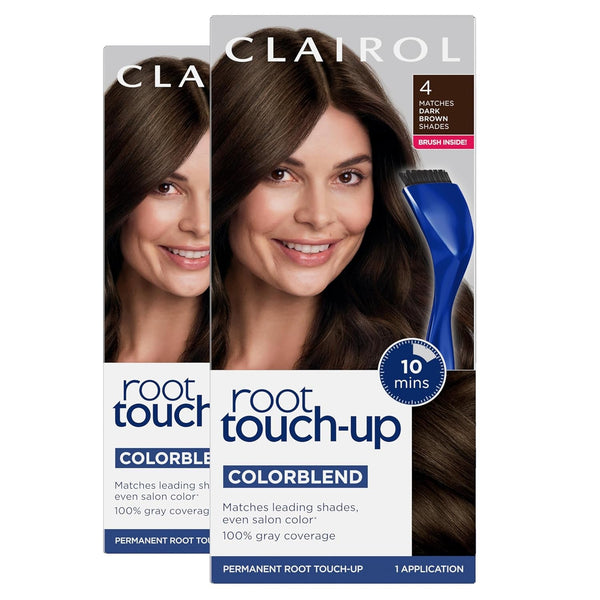 Root Touch-Up by Nice'N Easy Permanent Hair Dye, 4 Dark Brown Hair Color, Pack of 2