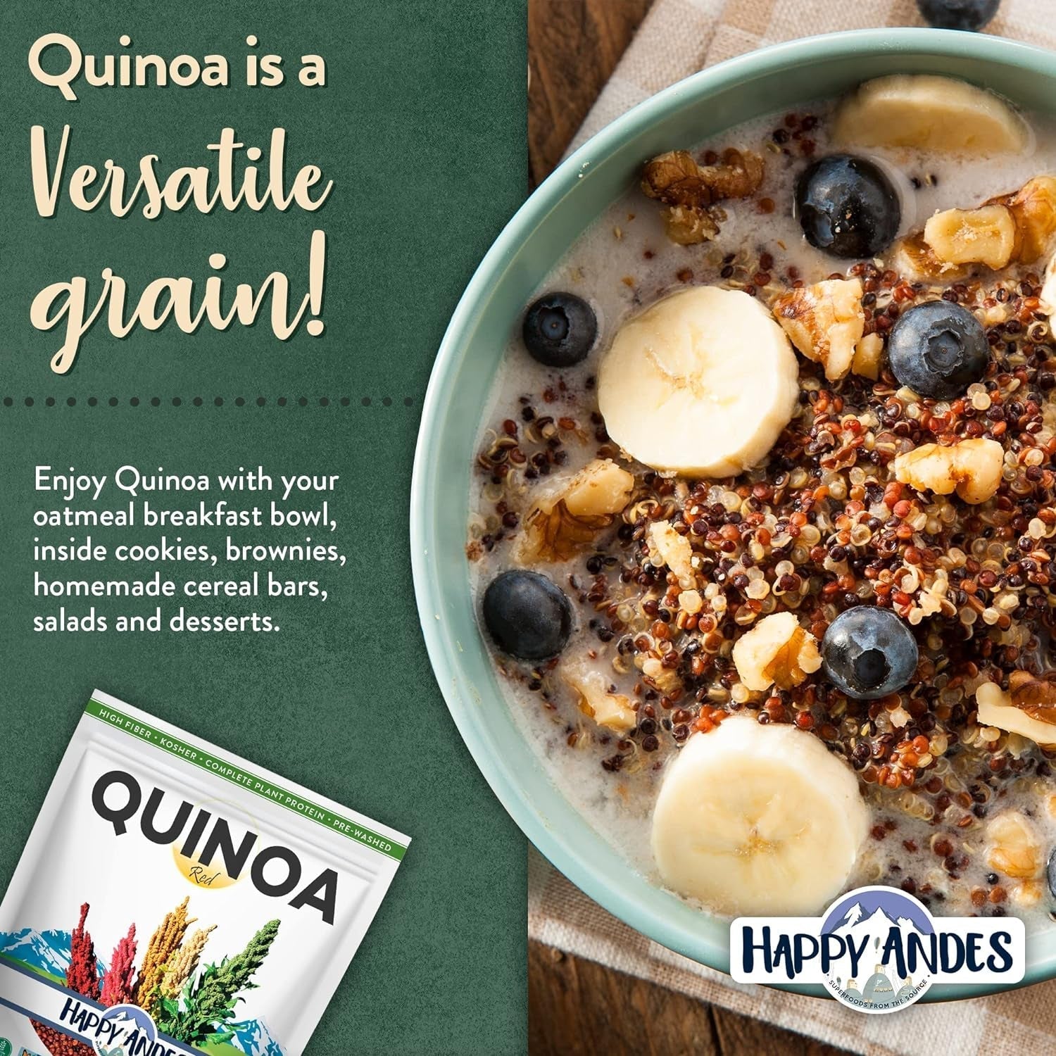 Organic White Quinoa 3 Pound -Non-Gmo,100% Peruvian, Superior Taste,Gluten-Free,Rice Replacement, Pre-Washed, Whole Grain, Usda-Certified, Complete Plant Protein, Superfoods Peru, High in Fiber&Iron, Kosher