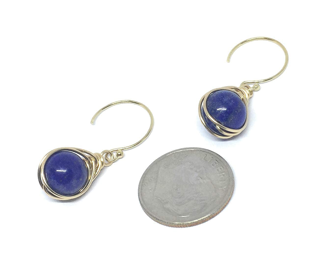 YAMI HUNT JEWELRY,  Earrings, Lapis Dangle Earrings, 8MM, 14K Gold Filled, Lapis Lazuli Earring, Blue Earrings, Lapis Lazuli Stone