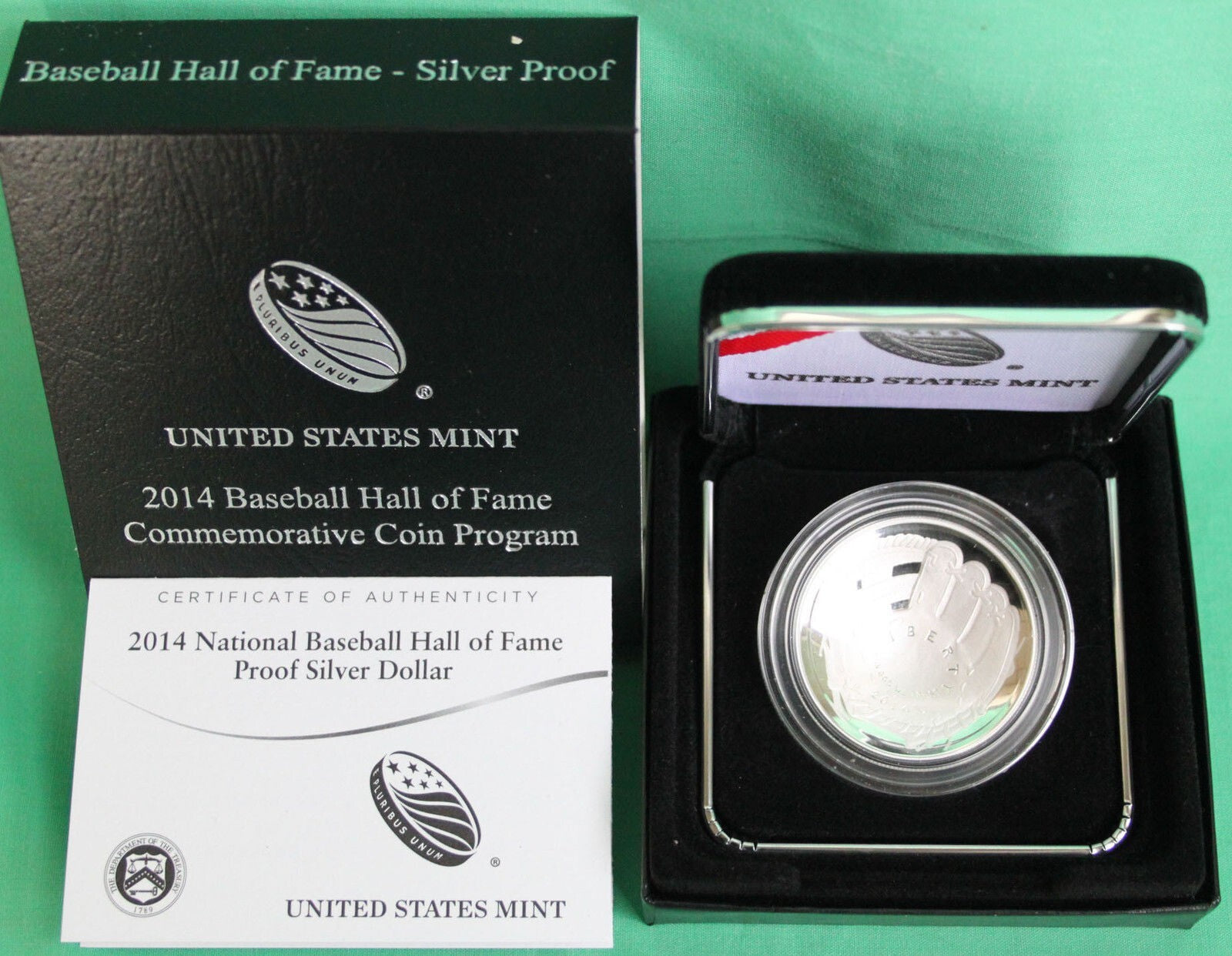 2014 P Baseball Hall of Fame Proof Silver Dollar HOF Coin Box + COA