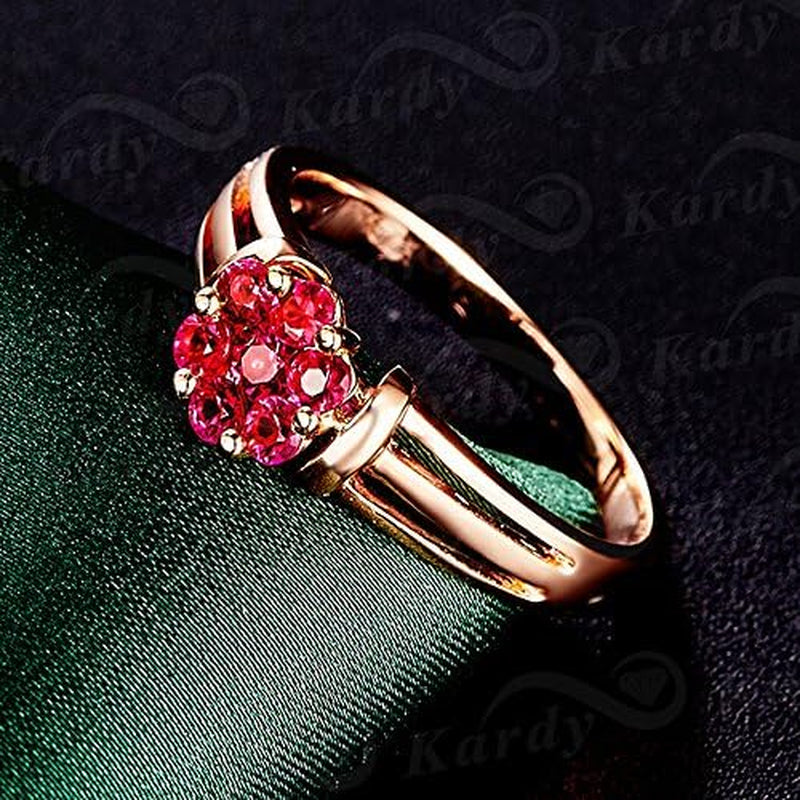 Amazing Genuine Natural Ruby Gemstone Wedding Engagement Band Ring Rose Gold 14K for Women