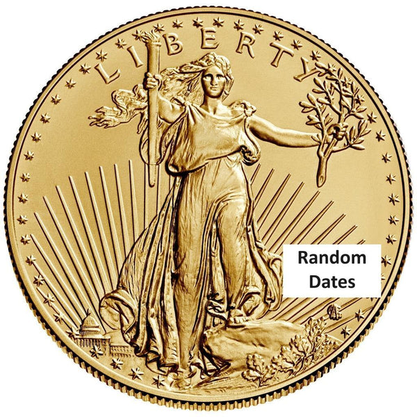 1/2 Oz Gold American Eagle Coin - Random Year - BU $25 Gold Coin #A640