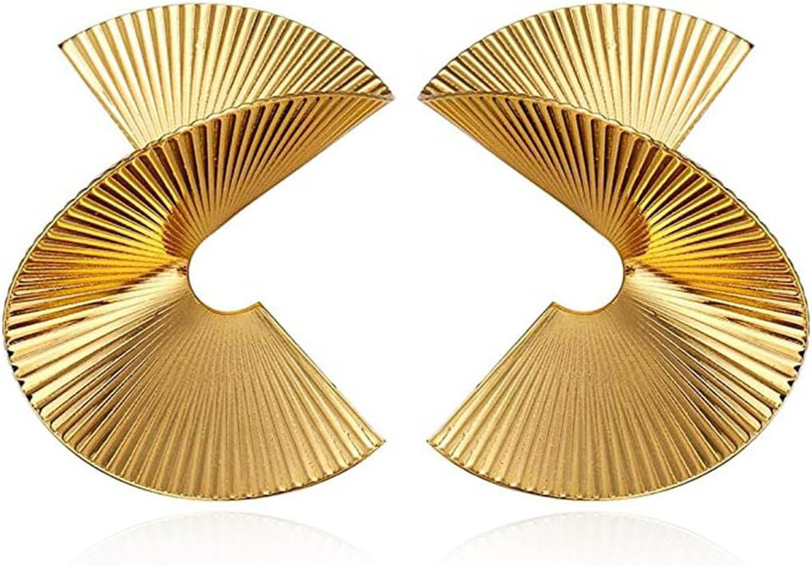 Gold Geometric Earrings Exaggerated Statement Earrings Punk Stylish Sectored Twisted Earring Jewelry for Women